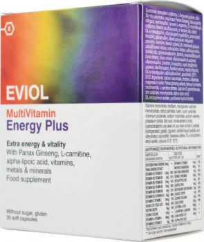 Eviol Multivitamin Energy Plus για έξτρα ενέργεια και τόνωση- 30 caps.